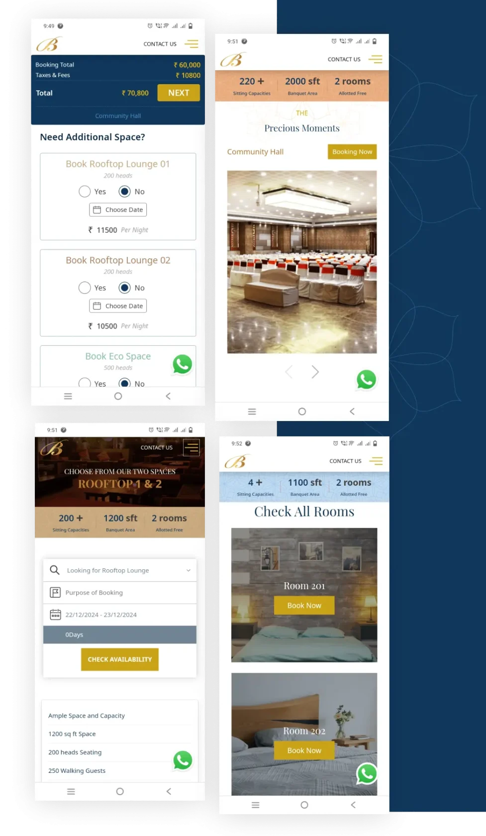 mobile view of resort website