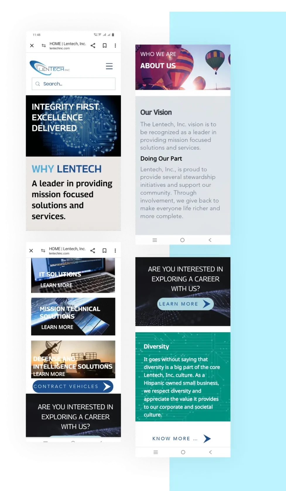 Responsive or mobile view of website